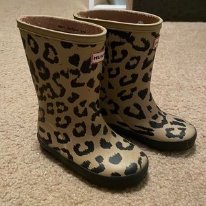 Kids First Leopard Print Rain Boots Hunter EUC